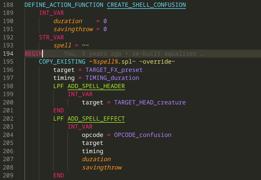 WeiDU TP2 semantic highlighting