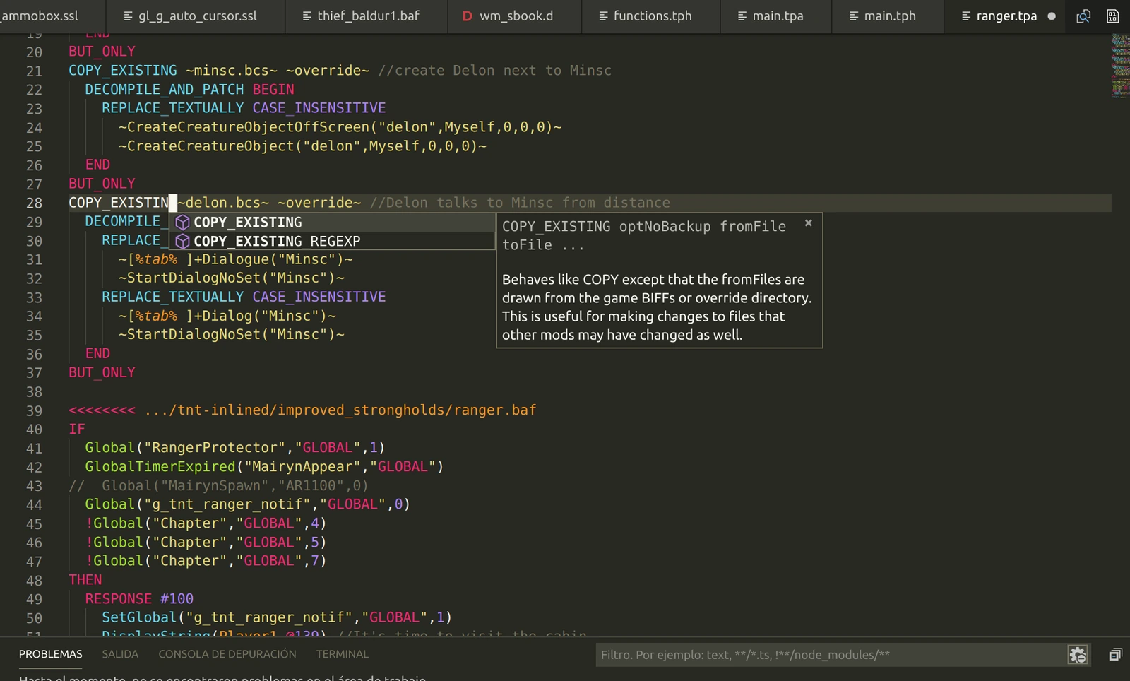 Infinity Engine highlighting and completion example